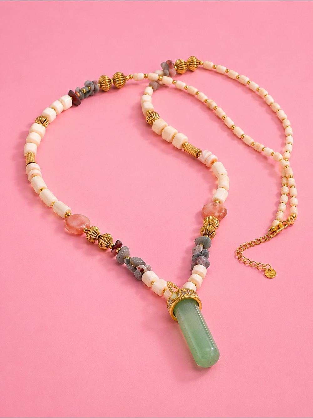 Jade Green Artisan Beaded Long Necklace